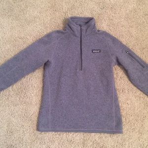 A Womens Half zip purple patagonia pullover